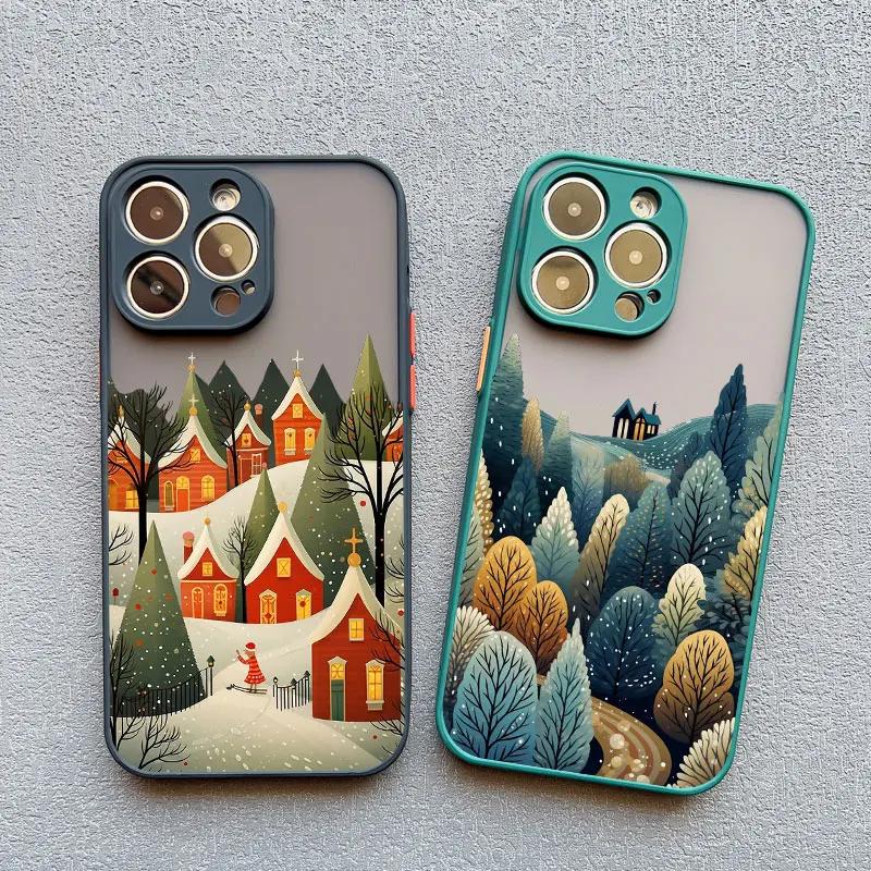 Bush Life Winter Night Snow Mountain Forest Scenery Phone Case For iPhone 16 15 14 13 12 11 Pro Max Mini XSM XR SE 7 Plus Covers