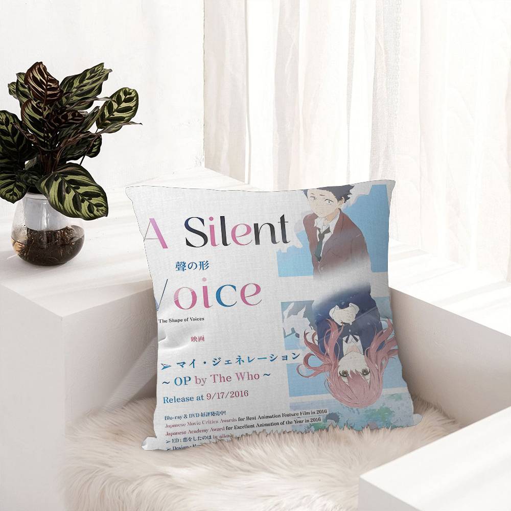 A Silent Voice Anime Kissenbezug Auto Wurfkissenbezug für Sofa Auto Weihnachtsgeschenk 40x40cm 45x45cm