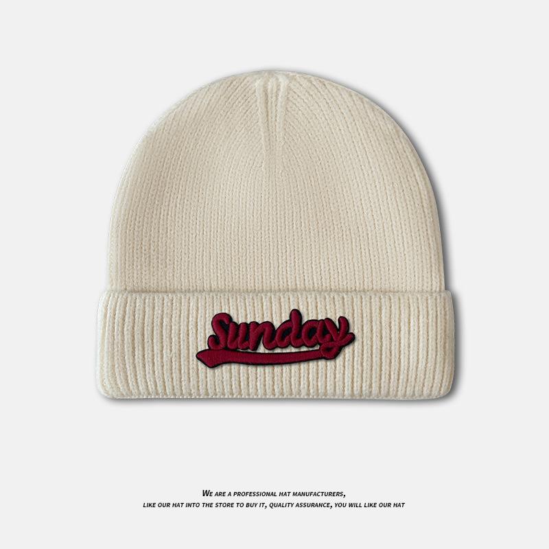 Autumn and winter alphabet wool hat femininity versatile ear protection knitted hat new face small warm cover hat men