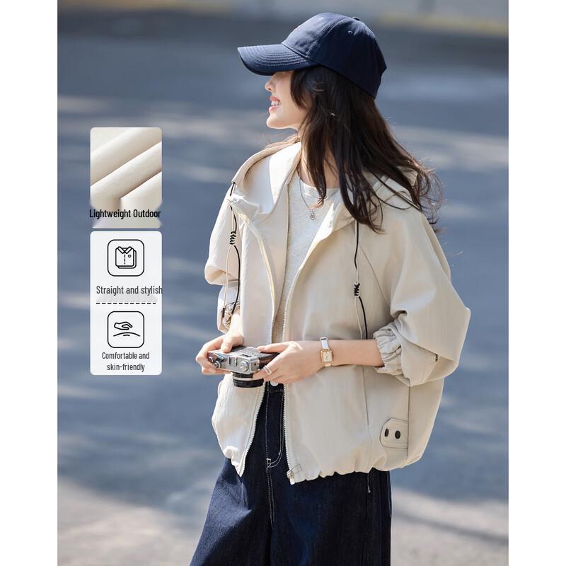 

Women s Loose Fit Hooded Casual Jacket M