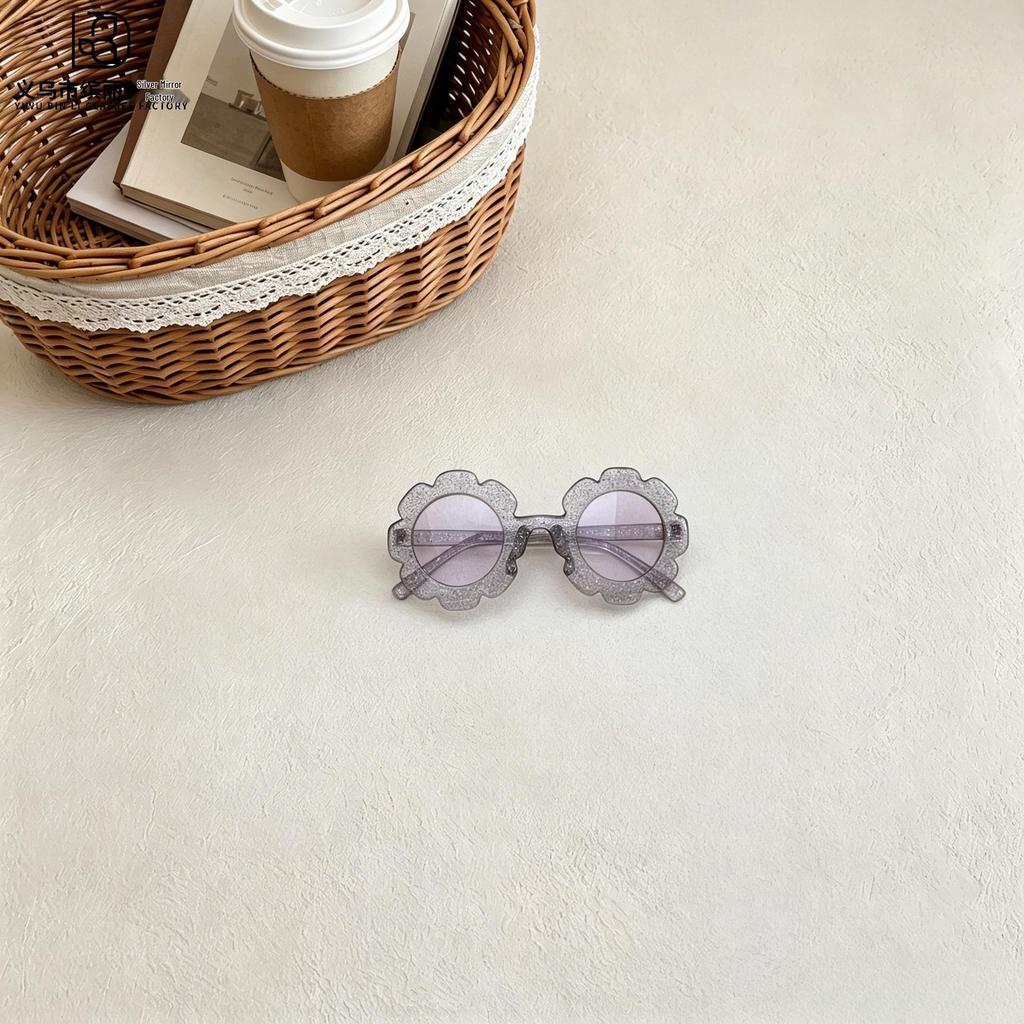 Korean Style Sunflower Glitter Jelly Children's UV Protection Sunglasses