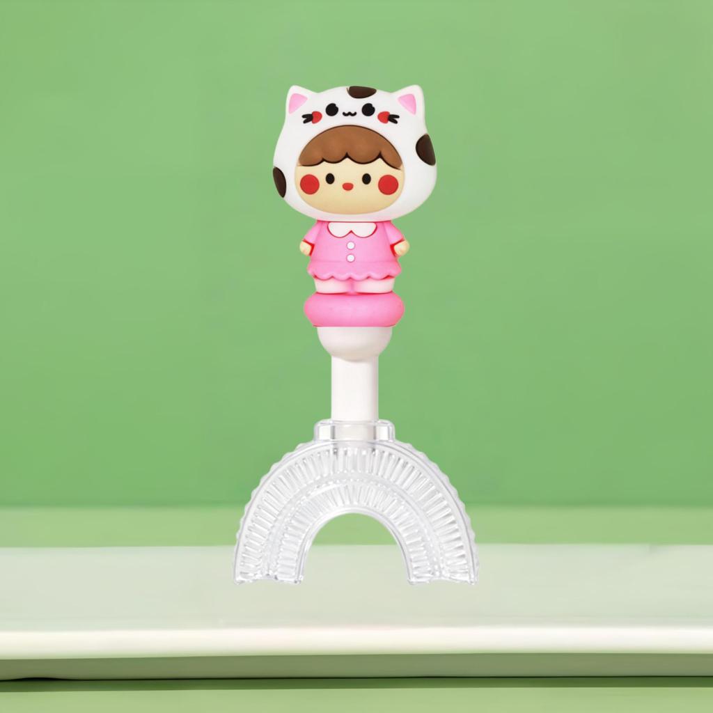 U-Shaped Silicone Toothbrush for Kids 1-12 Years, Soft Bristles, Cute Cartoon Handle