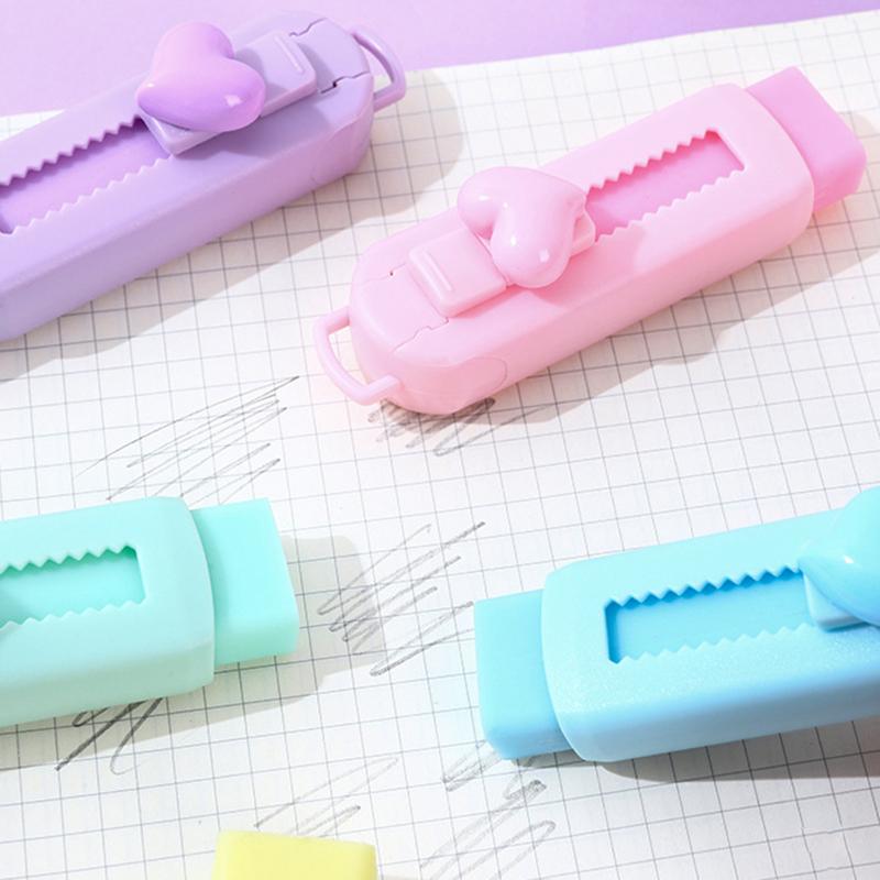 Wysuwana gumka do ścierania Push-Pull Przenośna Jednokolorowe Serce Gumka Bez Śladów Dla Uczniów Artykuły Papiernicze Artykuły Szkolne Akcesoria