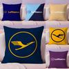 Flight Commemoration LLufthansa Airlines Pillow Case Silky Short Plush With Invisible Zipper Dustproof Sofa Cushion Cover