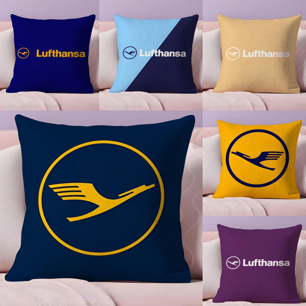 Flight Commemoration LLufthansa Airlines Pillow Case Silky Short Plush With Invisible Zipper Dustproof Sofa Cushion Cover