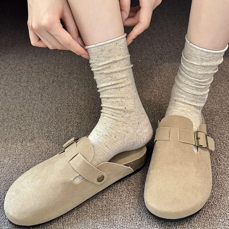 1pair Solid Color Women Socks Simple Black White Gray Long Socks Women JK Japanese Style School Girls Middle Tube Socks