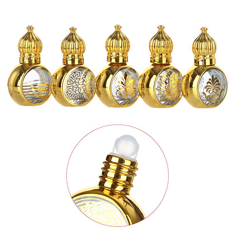 10Ml Portable Essential Oil Roller Bottle Gold Crown Shape Perfume Bottles