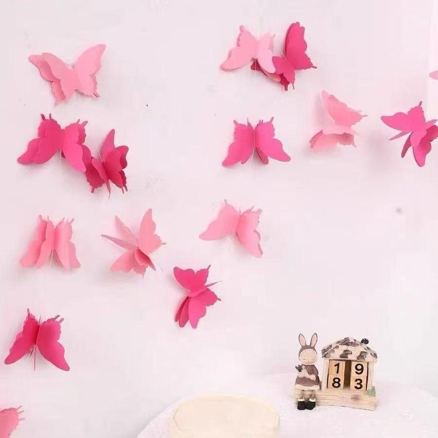 3pcsX2.2m Wedding Room Bedroom Wedding Living Curtains Long Happy Character Latte Flower Decoration Arrangement 3D Set Butterfly