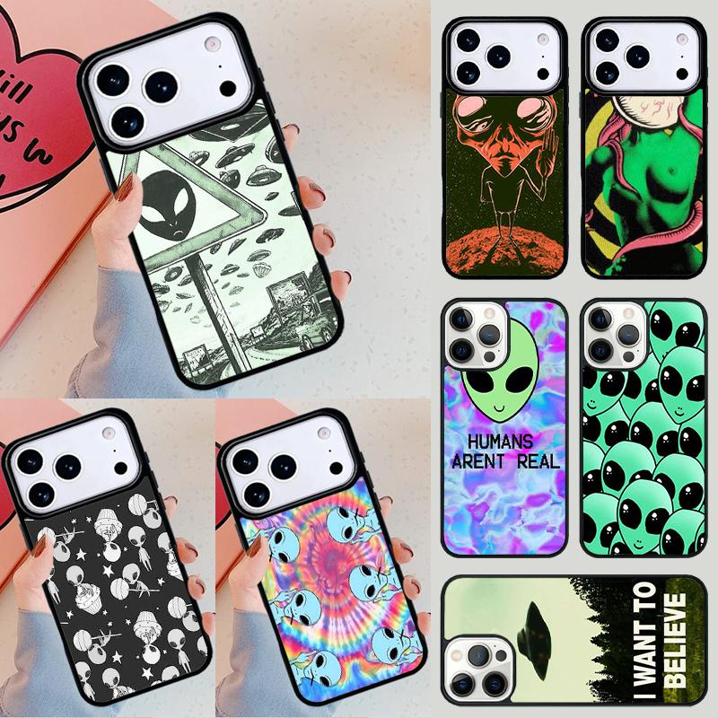 Alien Martian Humans Arent Real Phone Case For iPhone 17 Air 14 15 13 12 Max Cover For Apple 14 15 16 16e 11 Pro Max Plus Coque