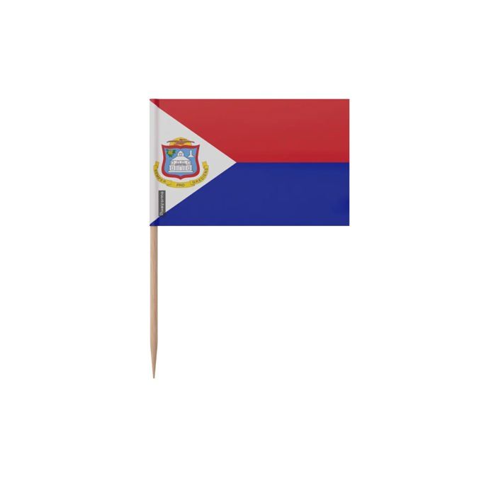 Zahnstocher Flagge von Saint-Martin - 10 cm - 100 Stück - Klebeplastik - Bambusstab - Pixelforma