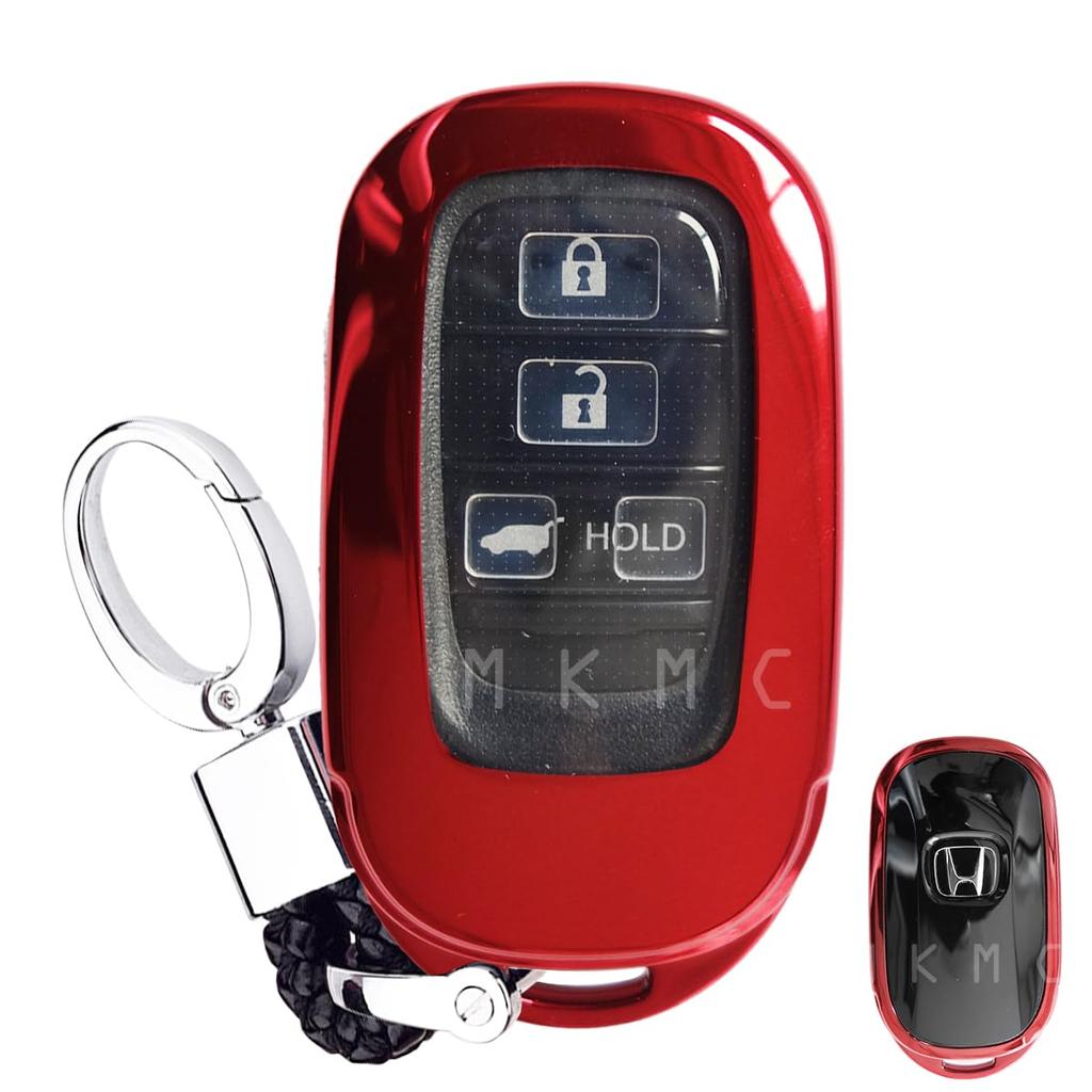 MKMC New JF5 Key Case TPU Compatible with Honda Step and Custom Accessory Parts N-BOX Cover, Material, Wagon, Visel, Odyssey, (Red)