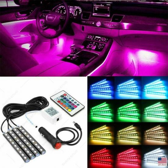 RGB-LED Glow Cars Interior Lamp Under Dash Footwell Seats Inside Lighting