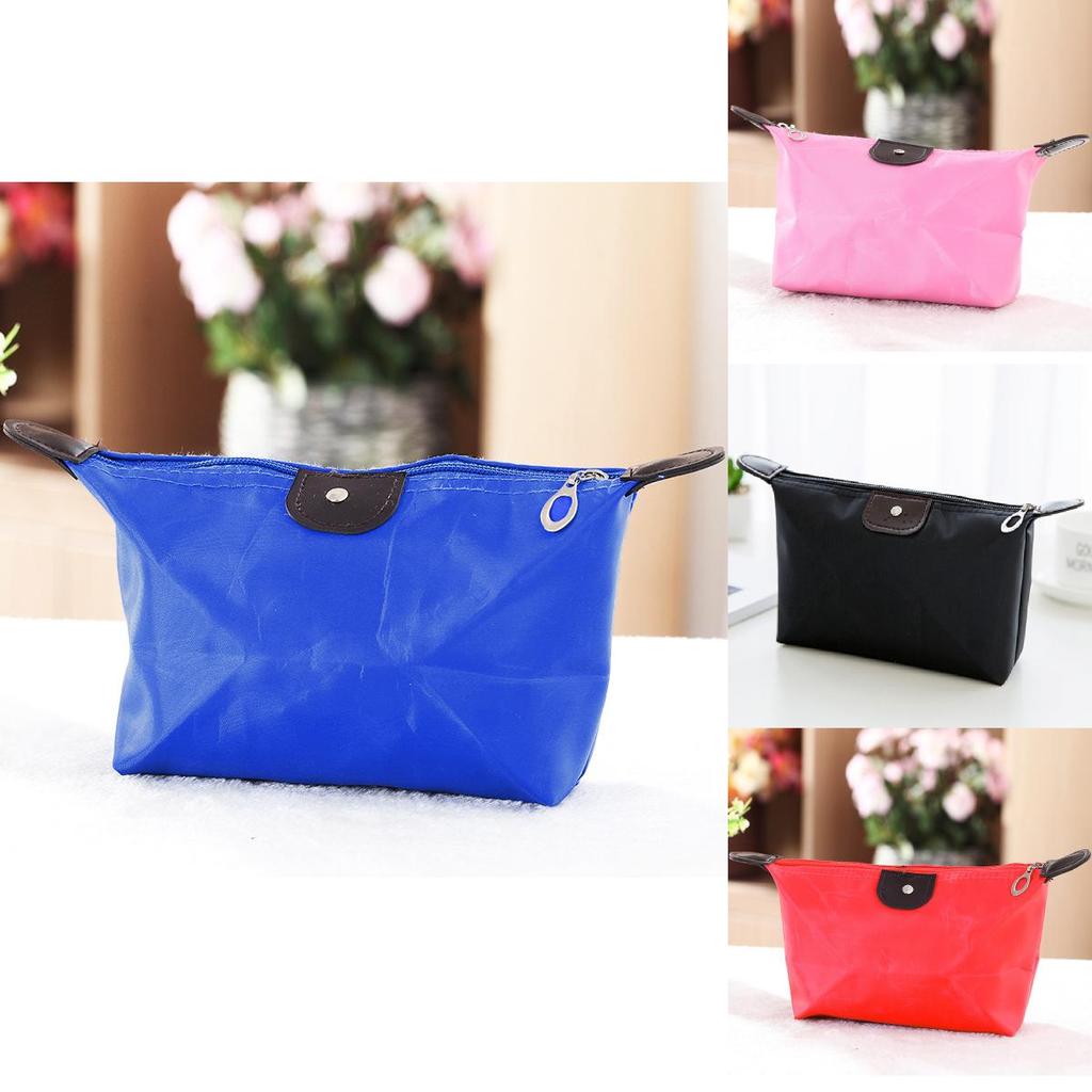 Foldable Dumpling Style Makeup Organizer Nylon Travel Cosmetic Bag For Women And Girls