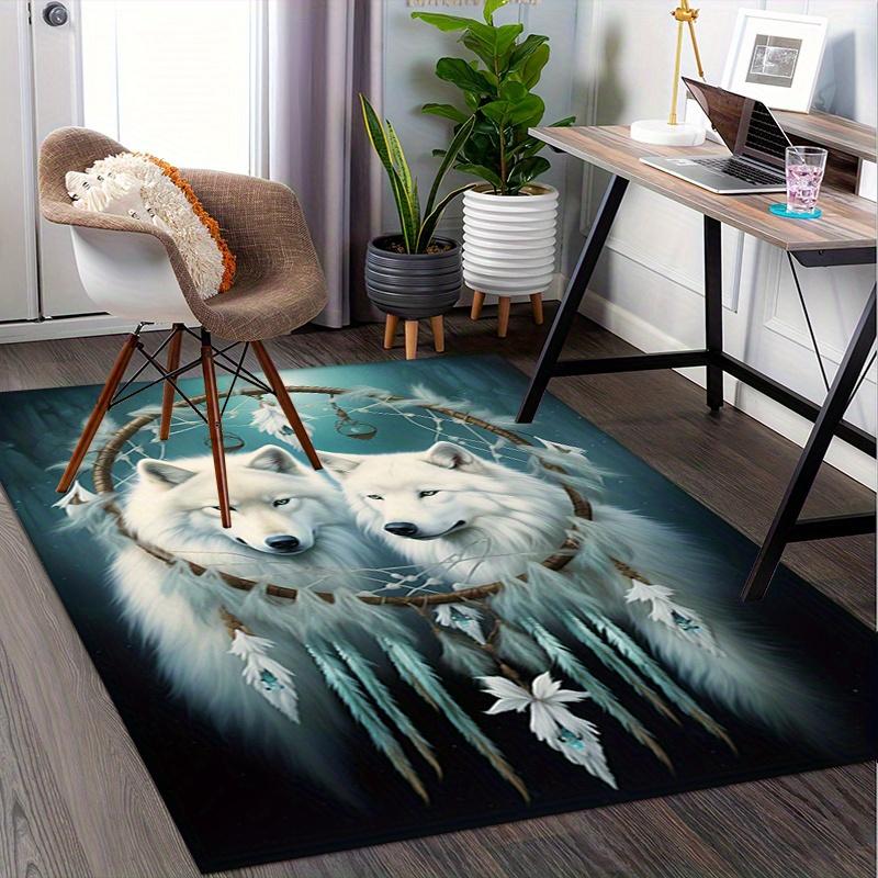 1pc. Dreamcatcher Wolf Print Rug for Home Decor, Office Carpet, Chair Cover, Outdoor Mat, Gift Idea