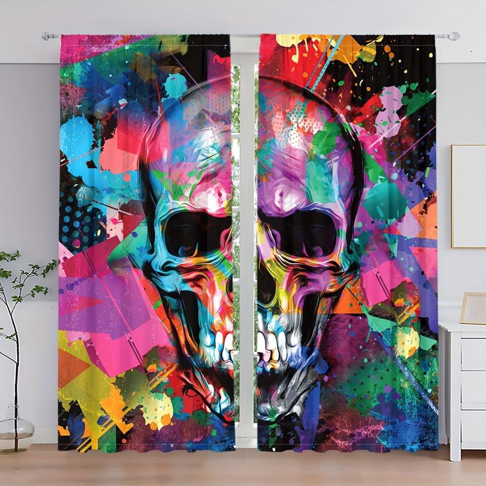 2pcs Red Spider Web HD Digital Printed Curtains Home Decor Living Room Bedroom Rod Pocket Curtains Study Window Office Home Deco