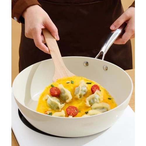 Homepatche 28cm IN Frying Pan, Non-Stick, Lightweight, Durable, Heat Compatible, Easy To Clean, Dishwasher Safe, Fast Boiling, Toxic-Free, Deep Design