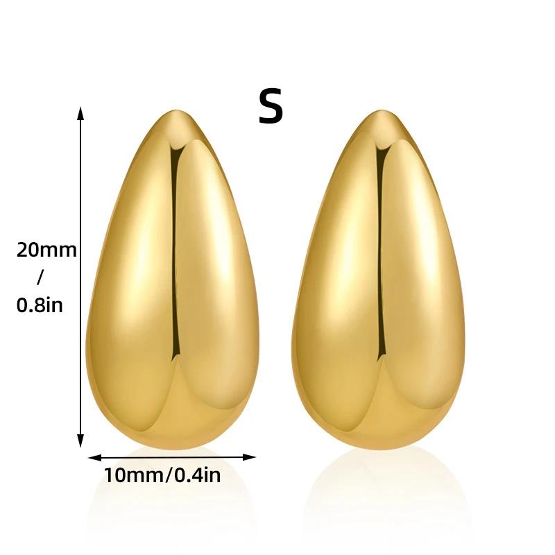 

Chunky Drop Earrings for Women Glossy Gold Plated Lightweight Teardrop Earrings Waterdrop Hollow Hoops Fashion Zircon Gifts