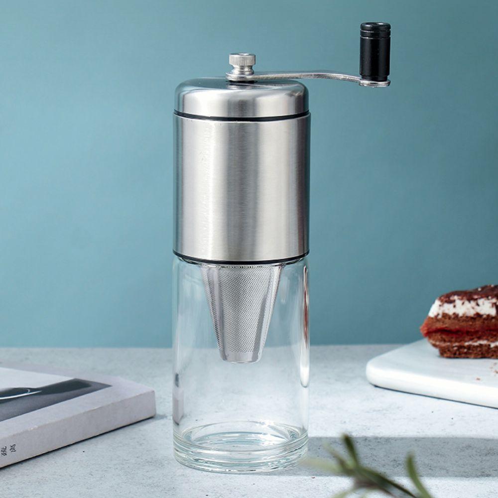 2 in 1 Hand-cranked Coffee Grinder with Filter Adjustable Coarseness Travel Coffee Mill Ceramic Grinding Core Manual