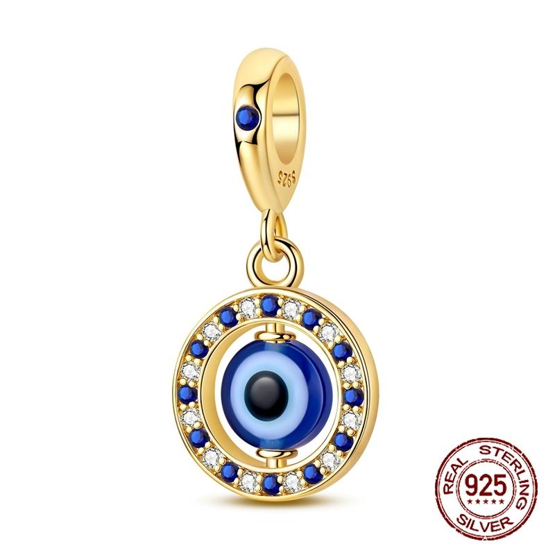Copper Metal Evil Eye Dangle Charm Bead Component Lucky Symbol Designs Pendant Bead Component Compatible With Bracelet High Quality Fine Jewelry