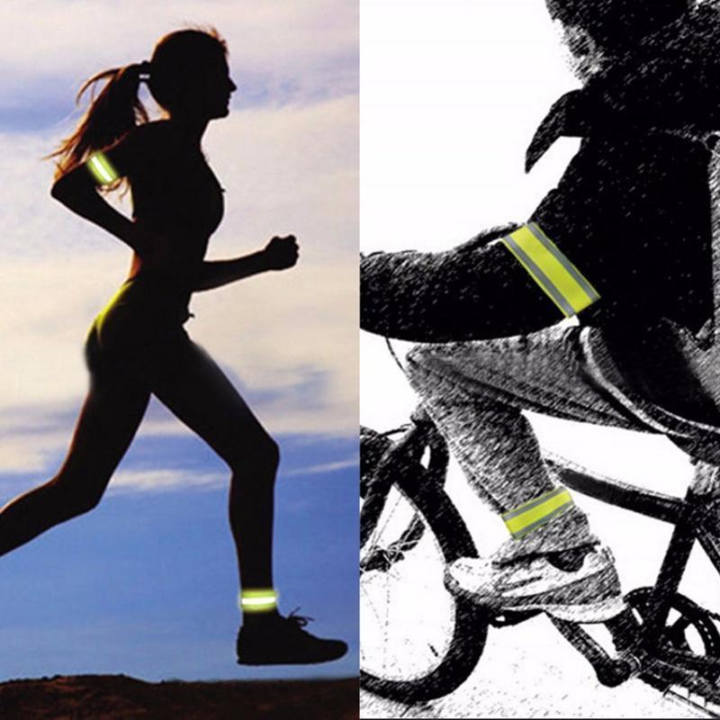 New 2Pcs Safety Reflective Arm Band Belt Strap for Outdoor Night Running Cycling