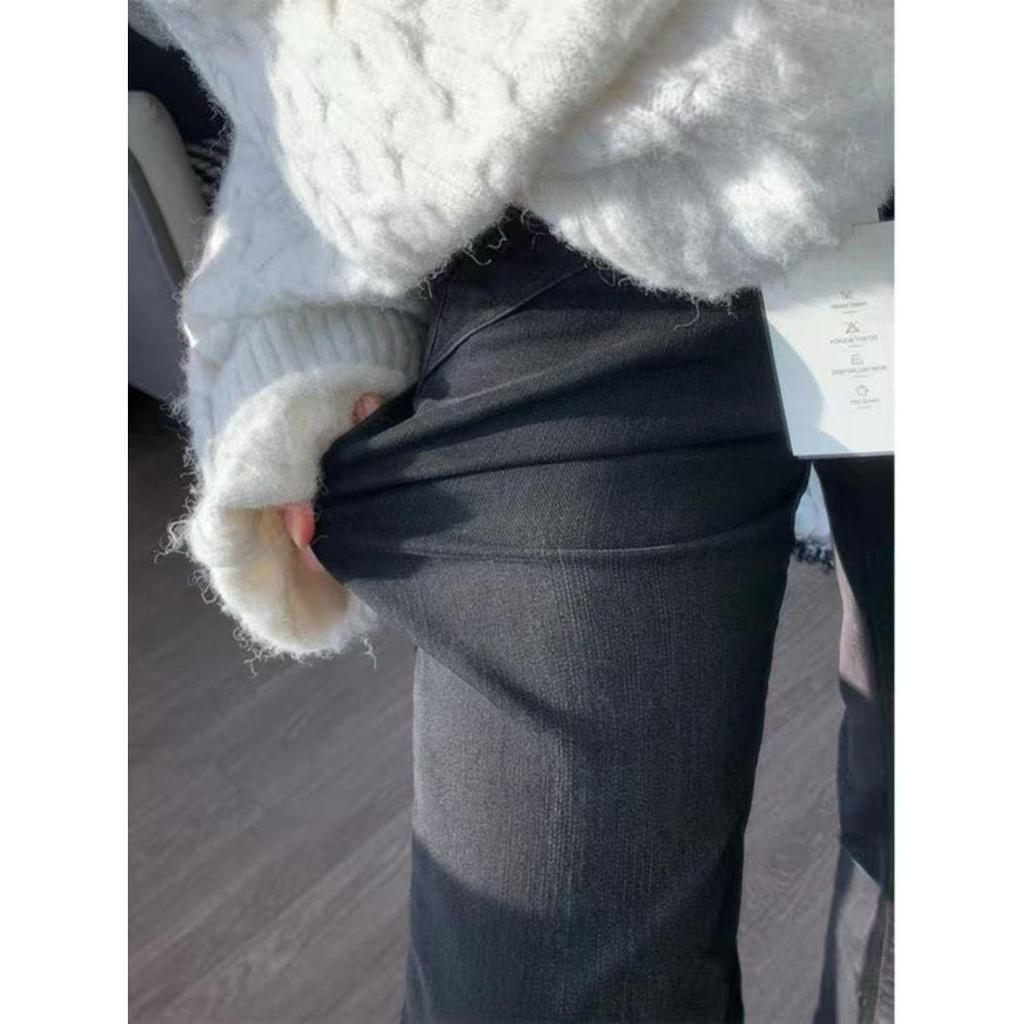 Women's Black High-Waisted Micro-Flare Stretch Jeans 2026 - Spring Slimming Floor-Length Bell Bottoms