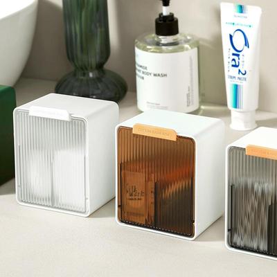 Wall-Mounted Cotton Swab and Pad Storage Box with Flip Cover - Perfect for Makeup Removers, Hair Ties, and Scrunchies