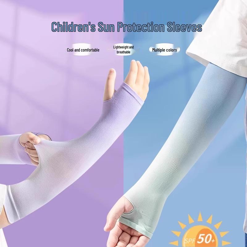 2025 Kids' Ice Silk UV Protection Arm Sleeves - Lightweight Summer Sun Sleeves