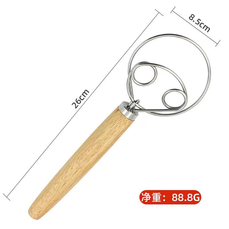 Danish Dough Whisk Stainless Steel Dutch Style Bread Hand Mixer Wooden Handle Kitchen Baking Tools Pastry Blender
