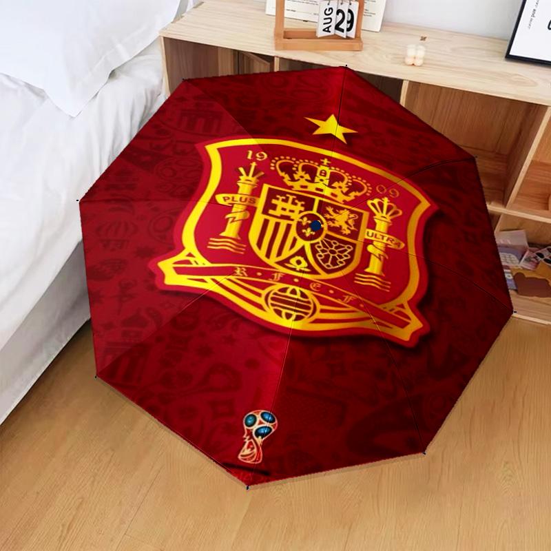 1PC Spanish National Emblem Printed Umbrella Folding umbrella, automatic umbrella 8-Frame for Travel, camping Fan gifts Christmas Gifts
