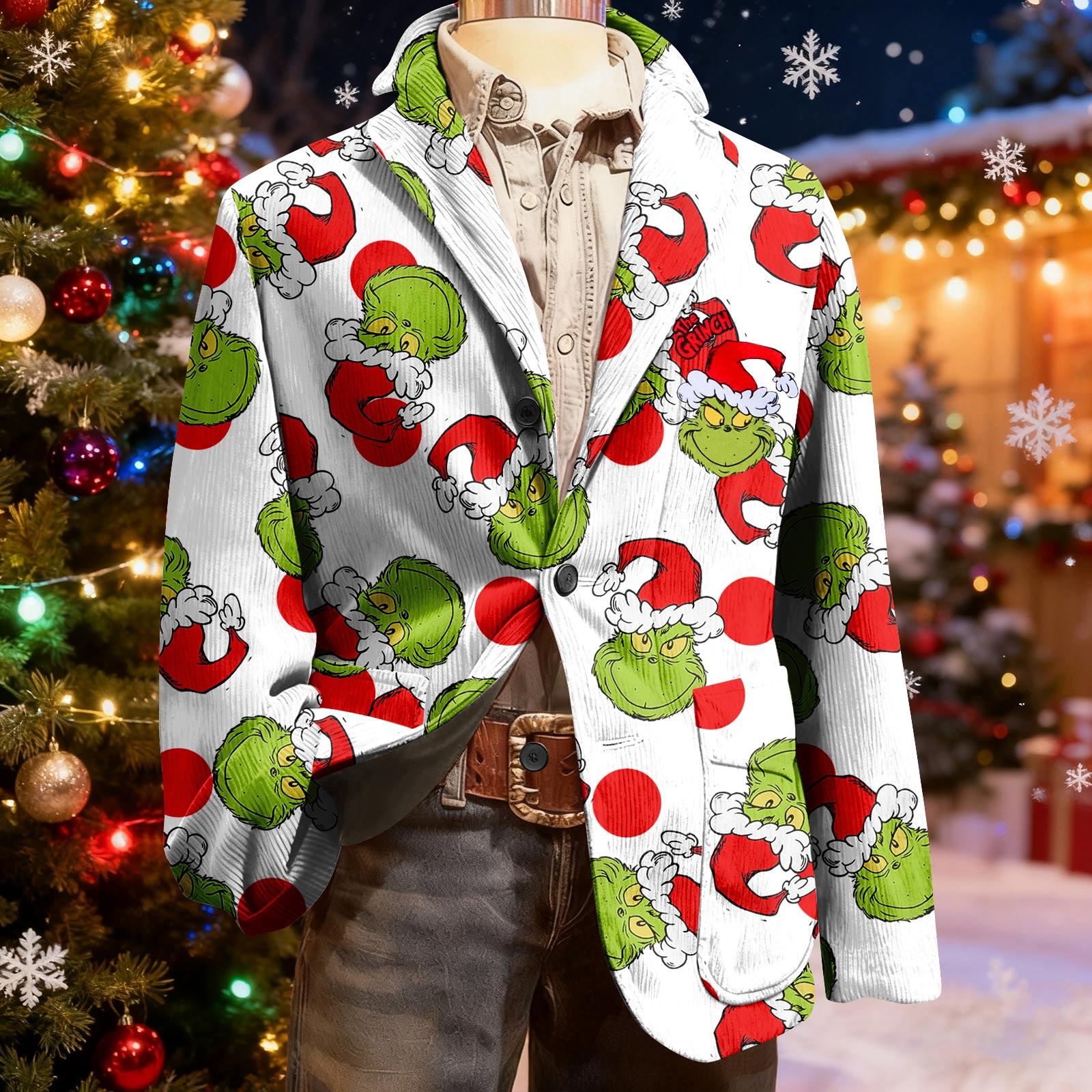 

Мужской уродливый рождественский вельветовый теплый карманный пиджак-кардиган, мужской повседневный костюм XXXL винный