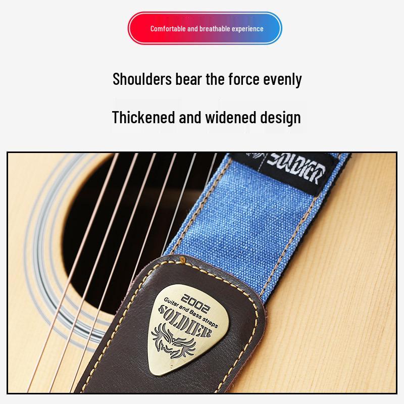 Perseus Soldier Guitar Strap: Genuine Leather, Wide Shoulder Design for Acoustic, Electric Guitar & Bass
