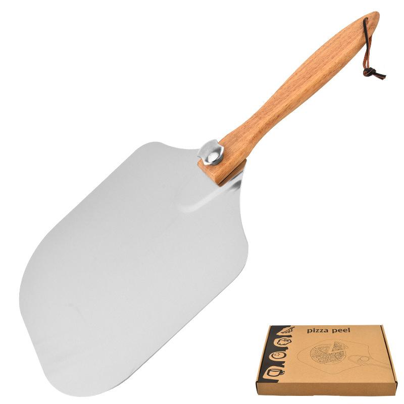 

Универсальный набор инструментов для пиццы с 12-дюймовой алюминиевой лопаткой, съемной деревянной ручкой и роликовым ножом-полумесяцем для переноса пиццы и пирогов