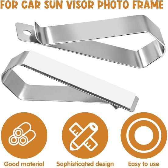 6Pcs Car Sun Visor Photo Frames, Visor Clips for Cars DIY Sunshade Photo Frame Clip Stainless Steel Material, Not Easy To Damage Strong Hold