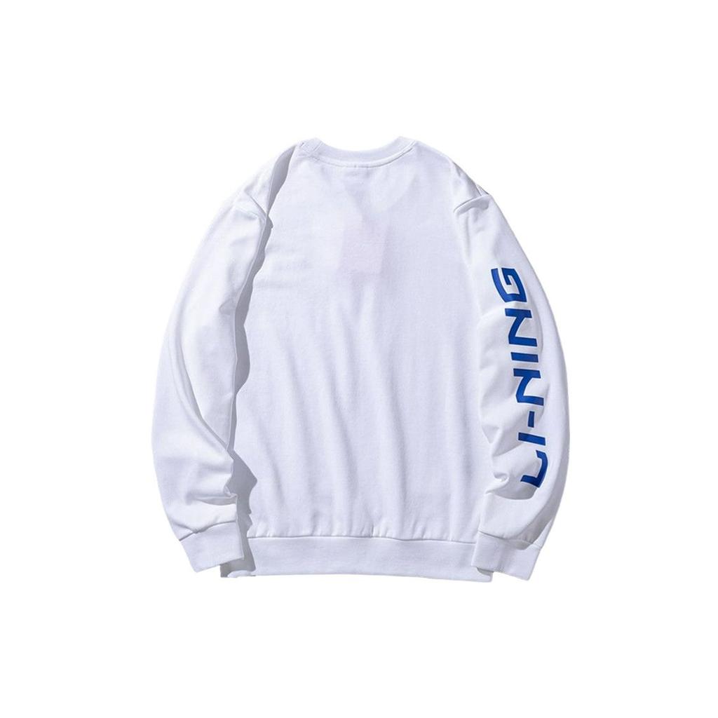 Li Ning Logo Letter Print Sports Crewneck Sweatshirt Unisex Sweatshirt White AWDS415-2