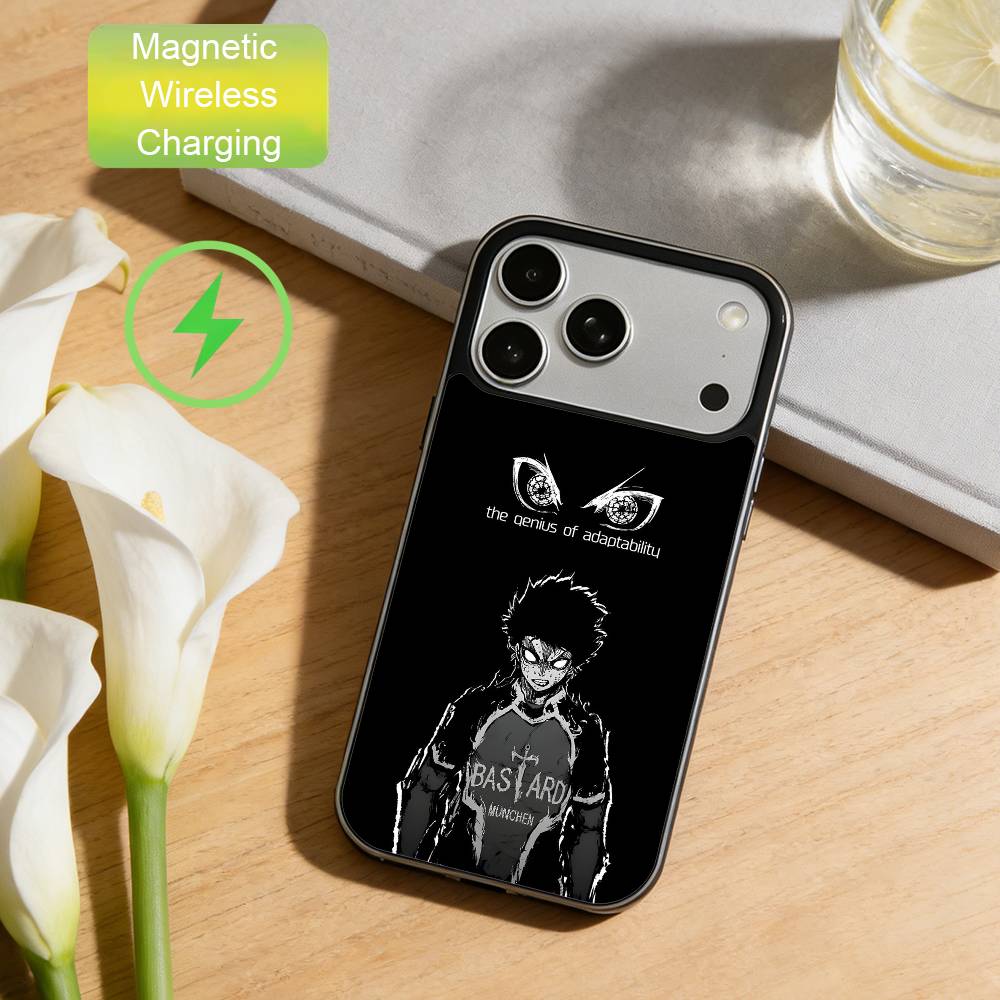 

B-Blue Lock Soccer Fight Phone Case For iPhone17,16,15,14,13,12,11 Plus,For Magnetic Wireless Charge Cover iPhone12PROMAX