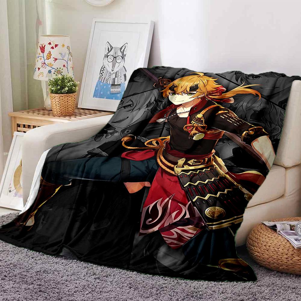 1Pc Genshin Impact Anime Character Blanket Soft Comfortable Polyester Blanket All Season Use Suitable Bedroom Office Outdoor Christmas Gift Choice Pri