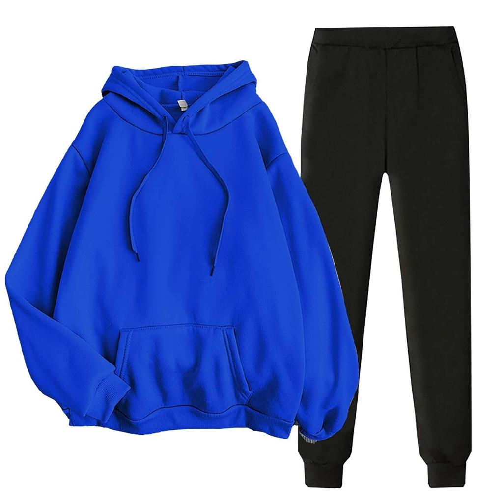 Women's Two-piece Casual Solid Color Ribbed Long Sleeved Sweatshirt And Pants Set