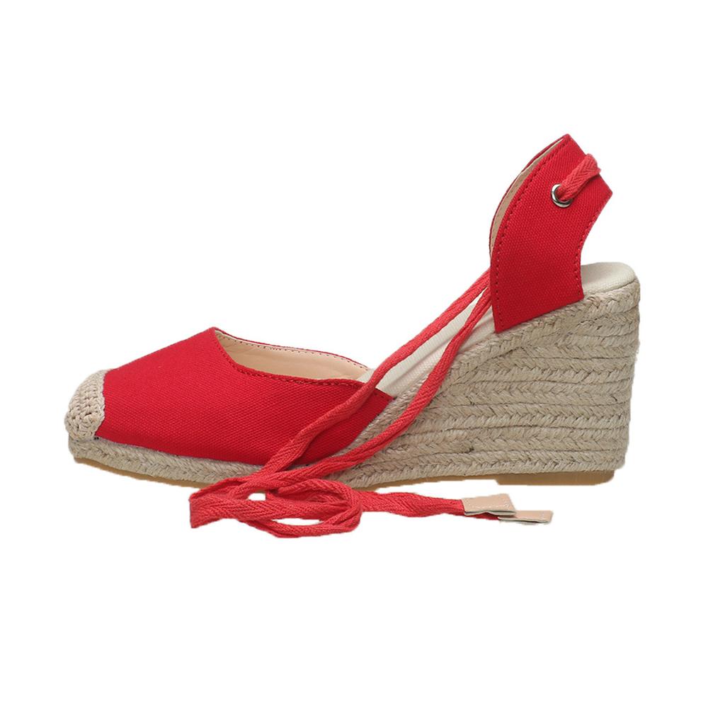 Fashion Espadrilles Wedge Sandals for Women Summer 2025 Closed Toe Ankle Strap Slingback Sandals Woman Comfort Lace Up Casual Sandalias