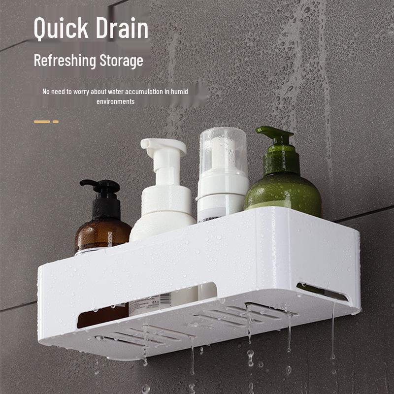Punch-Free Suction Cup Bathroom Shelf: Multi-Layer Wall Organizer for Toiletries