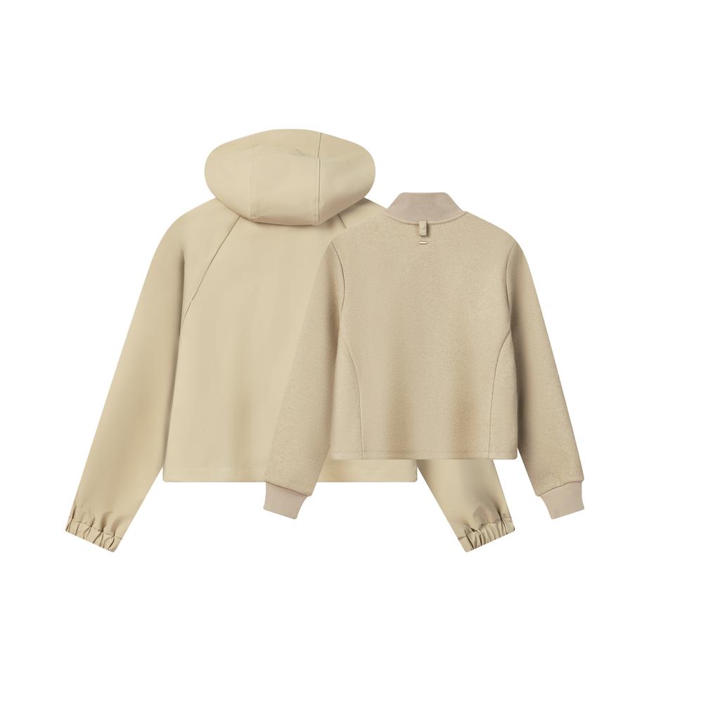 FILA Milano Series Simple Classic Retro Casual Warm Hooded Jacket With Removable Two-Piece Design Women jackets F11W615714FMK