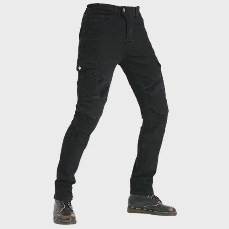 Slim Fit Black Racing Pants - Four Seasons Motorcycle Cycling Jeans Anti-Fall Off-Road Gear