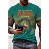Summer Fashion Men's Fishing Letter 3D Printed T-shirt Comfortable Soft Breathable Loose Large Casual Sports Versatile Short Sleeve T-shirt