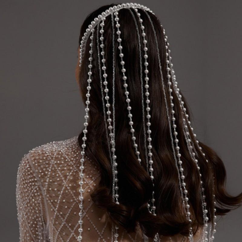 

Pearl Tassel Headband Personality Stage Performance Fashion Dinner Dress Hair Accessories Bride Wedding Headwear