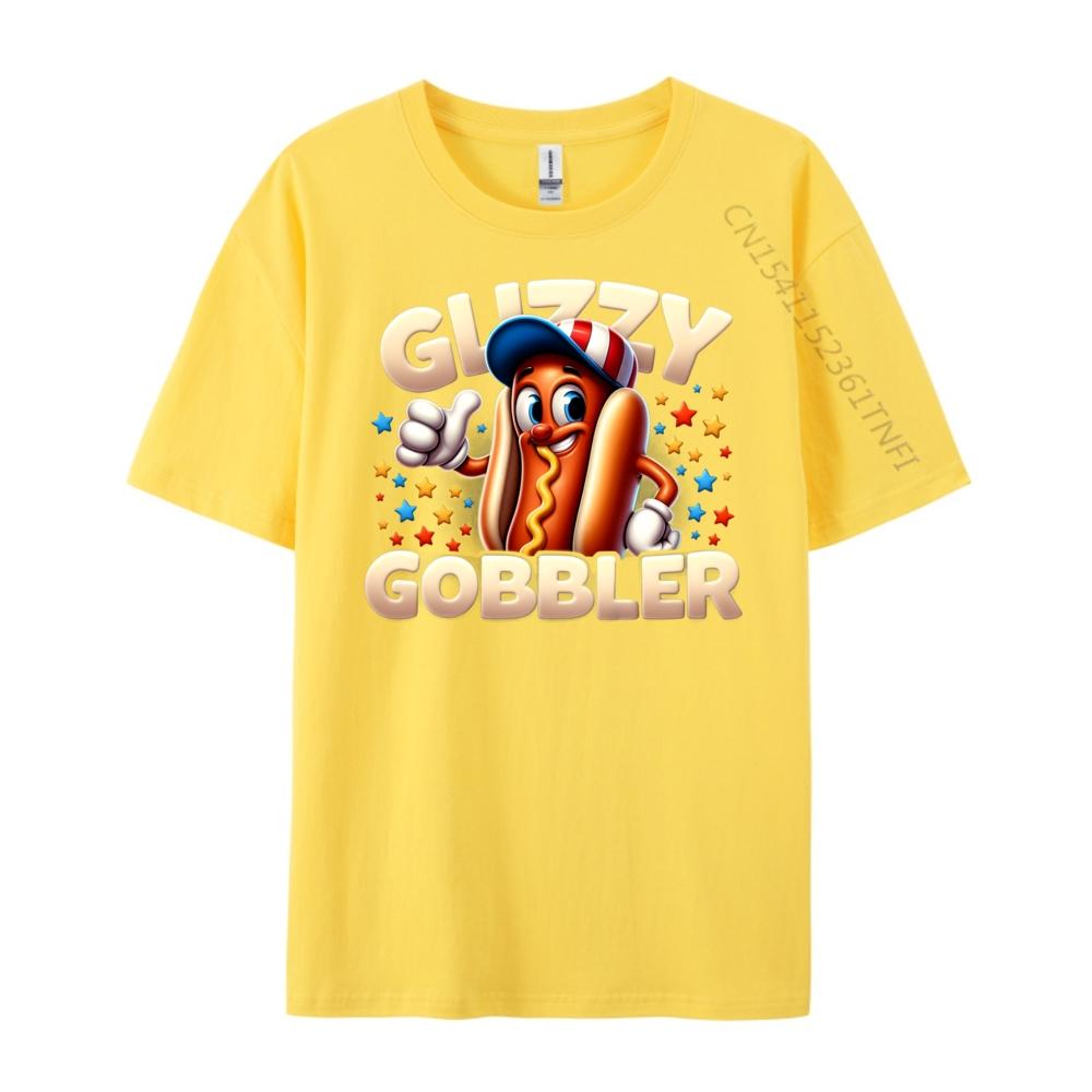 Funny Number One Glizzy Gobbler Hot Dog The 4th Of July Mens Korean Fashion Mens TShirts Vintage Style