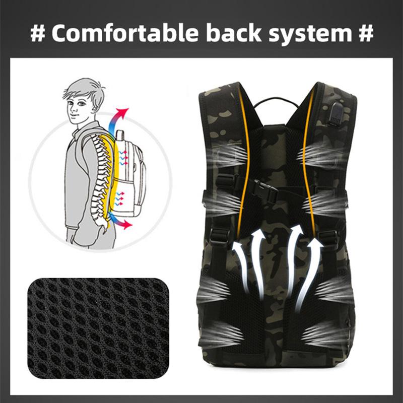 Mochila táctica de 20 litros para acampar, senderismo, camuflaje, para hombre, viajes, montañismo, deportes al aire libre, bandolera con puerto USB para la escuela.