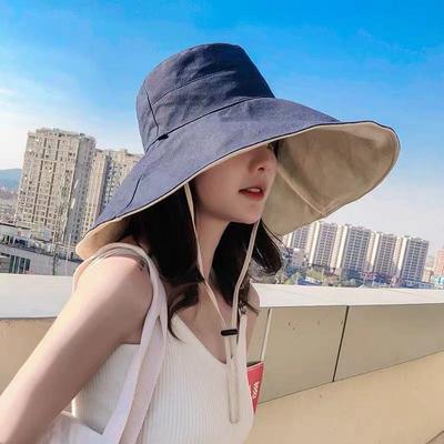 Sunscreen Hat Outdoor Visor Oversized Brim Double-sided Bucket Hat Women's Summer Foldable Spring Summer Sun Hat Adult