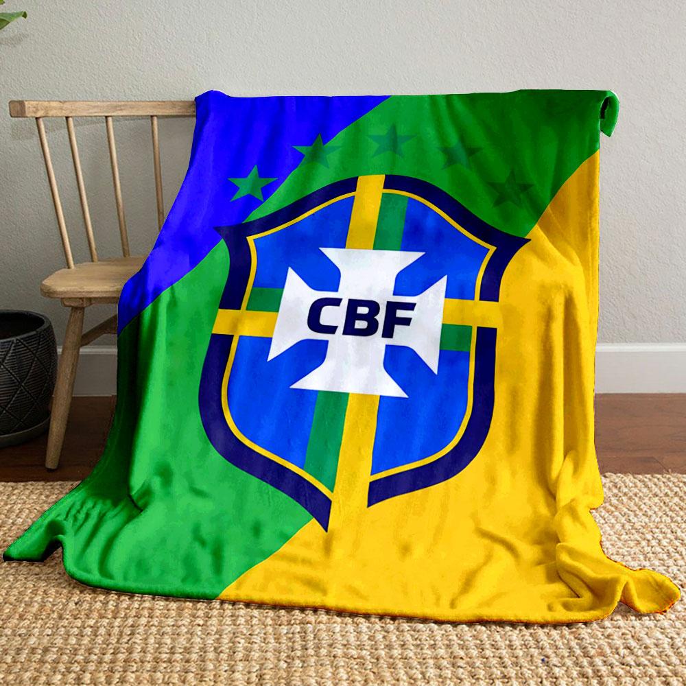 Blue shield with a yellow cross, "CBF" text, and green stars on colors. for all seasons blanket lunch break throw gift
