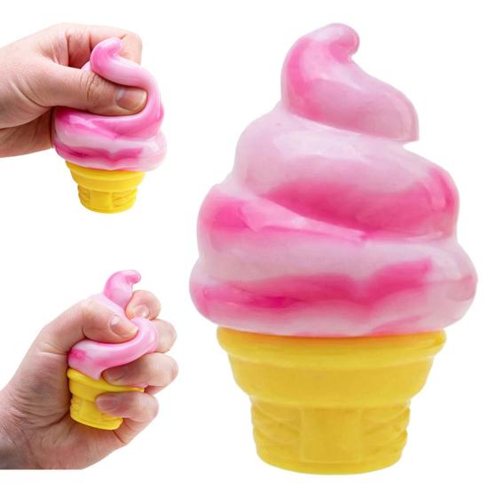 Mini Ice Cream Cone Squeeze Toy Cute TPR Stress Relief Fidget for Kids Adults Soft Slow-Rising Decompression Gadget for Anxiety Boredom Novelty Party