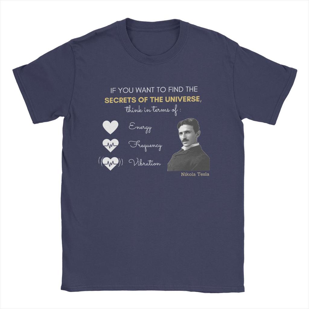 Nikola Tesla Tajemství Vesmíru Pánská Trička Vintage Tričko Krátký Rukáv Kulatý Výstřih Trička 100% Bavlna Nápad na Dárek Topy