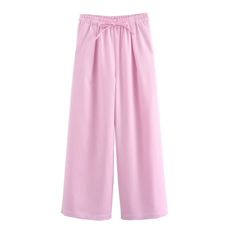 

Women s Clothing Fashion Style Fashion Trendy with Belt Linen Pink pants XS